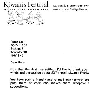Letter from Kiwanis Festival